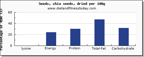 lysine and nutrition facts in chia seeds per 100g